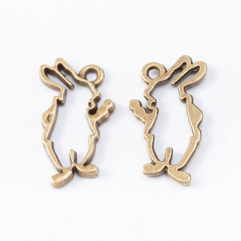 80 Retro Metal Zinc Alloy Rabbit Pendant for DIY Jewelry Necklace Making