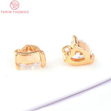 6PCS 5.5x5.8MM 24K Plated Brass Zircon Heart Charms