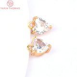 6PCS 5.5x5.8MM 24K Plated Brass Zircon Heart Charms