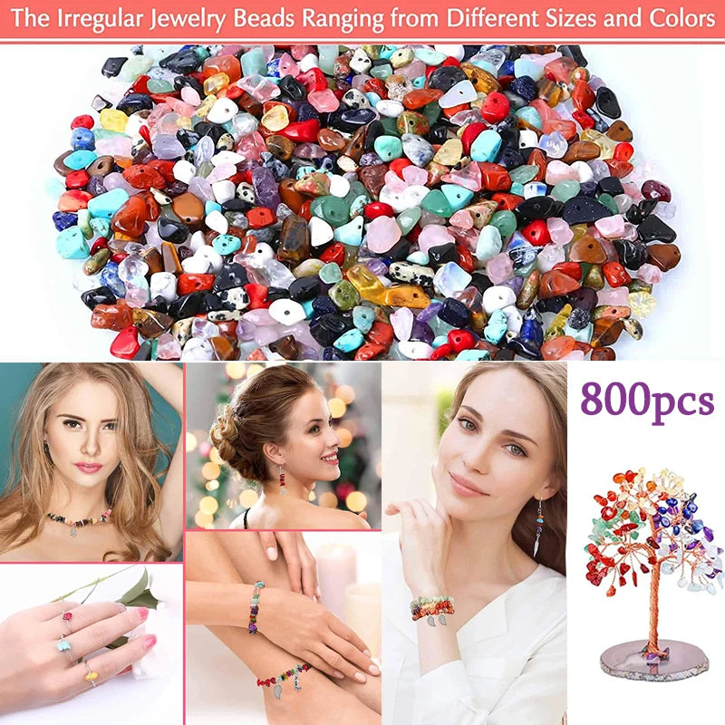 Natural Stone Beads for Jewelry Making with Elastic String