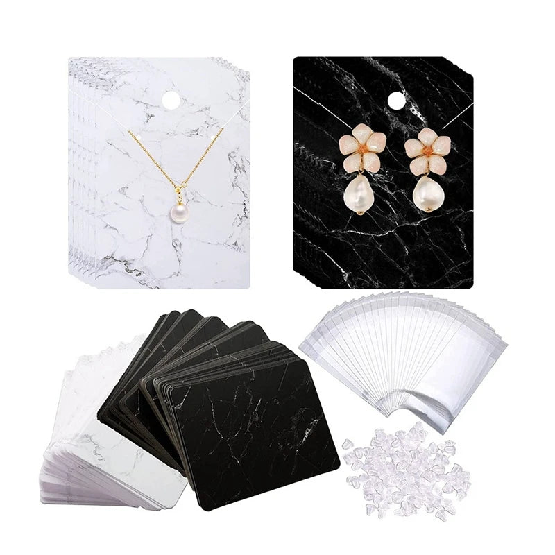 800 Pieces Marble Earring Necklace Display Card Holder Set