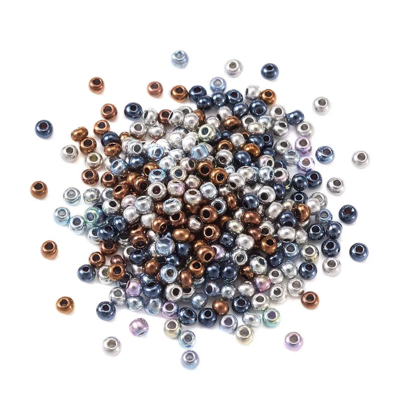 8000pcs 12/0 Electroplated Glass Seed Beads Mix DIY Jewelry Making 2x1.5mm