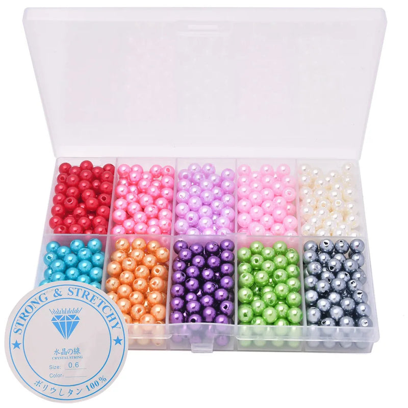 800Pcs Candy Colors 6mm Pearl Beads for Jewelry Making DIY