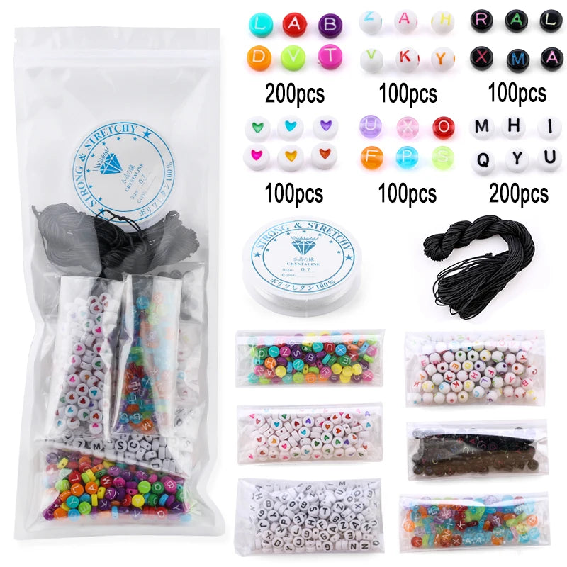 800pcs Mixed Alphabet Beads Round Acrylic Letter Beads DIY Jewelry Making