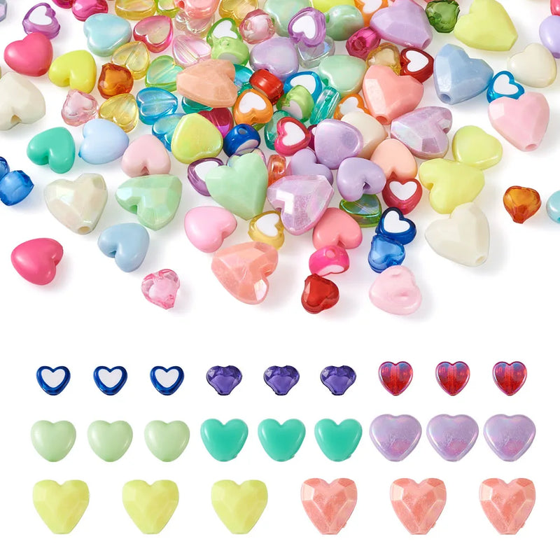 800pcs Acrylic Heart Beads for DIY Jewelry Making Set