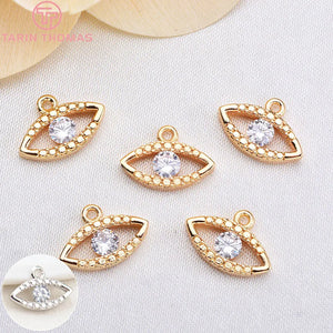 4PCS 6.5x12.5MM 24K Plated Oval Eye Charms for Jewelry Making