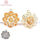 4PCS 20MM 24K Brass Flowers Pendants DIY Jewelry Making Accessories