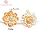 4PCS 20MM 24K Brass Flowers Pendants DIY Jewelry Making Accessories