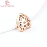 2PCS 24K Plated Brass Zircon Heart Beads
