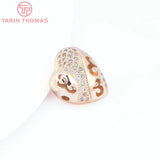 2PCS 24K Plated Brass Zircon Heart Beads