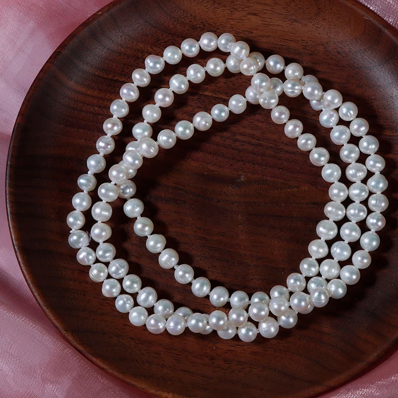 Classic Sweater Chain Freshwater Pearls Necklace Boutique Jewellery