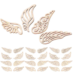 80PCS DIY Wooden Hollow-out Wing Drawing Cutouts Handicraft Crafts Pieces