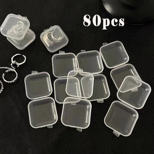 80PCS Mini Jewelry Storage Box - Transparent Plastic Earrings Packaging