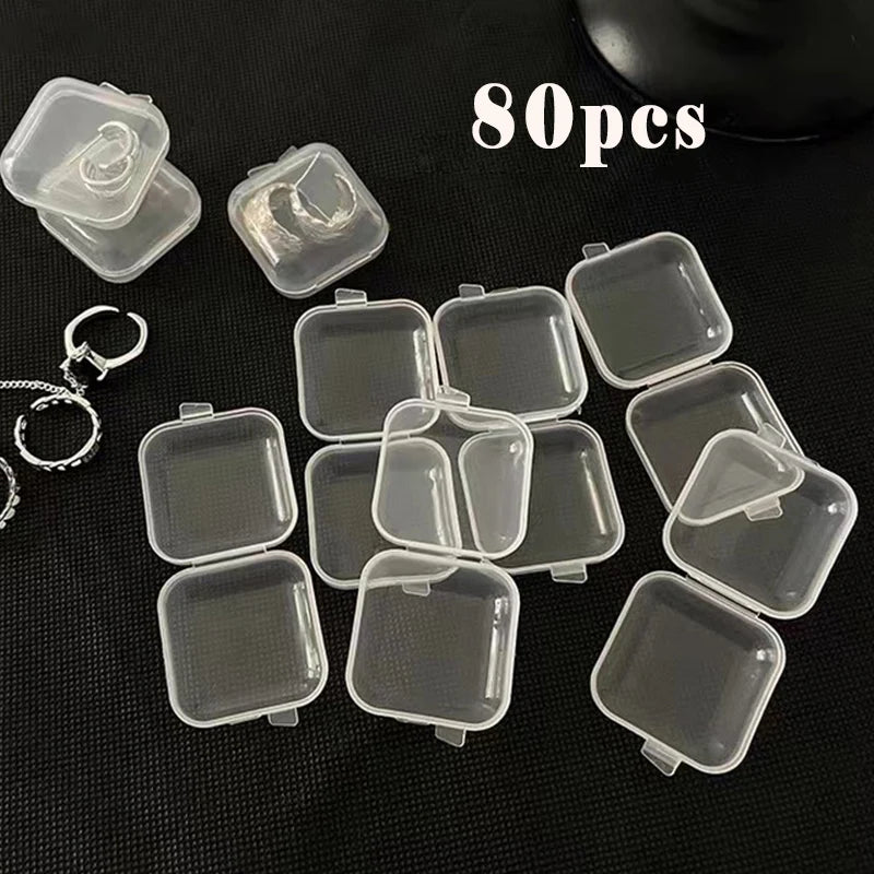 80PCS Mini Jewelry Storage Box - Transparent Plastic Earrings Packaging