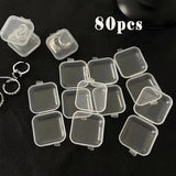 80PCS Mini Jewelry Storage Box - Transparent Plastic Earrings Packaging