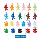 80Pcs 20 Styles Opaque Plastic Pendants with Platinum Tone Iron Loop
