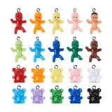 80Pcs 20 Styles Opaque Plastic Pendants with Platinum Tone Iron Loop
