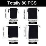 80Pcs Rectangle Velvet Pouches Jewelry Storage Candy Gift Bags
