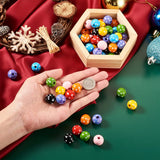 80Pcs 8 Colors Wooden Beads Round with Wave Point 16x15mm