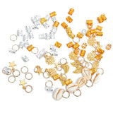 80Pcs African Hair Jewelry Braid Accessories Metal Hair Ring Tubes Cuffs Beads