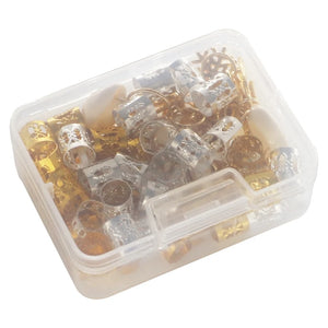 80Pcs African Hair Jewelry Braid Accessories Metal Hair Ring Tubes Cuffs Beads
