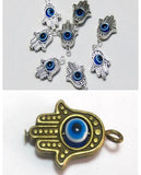 80Pcs Alloy Hamsa Hand Evil Eye Charm Pendant For Jewelry Making