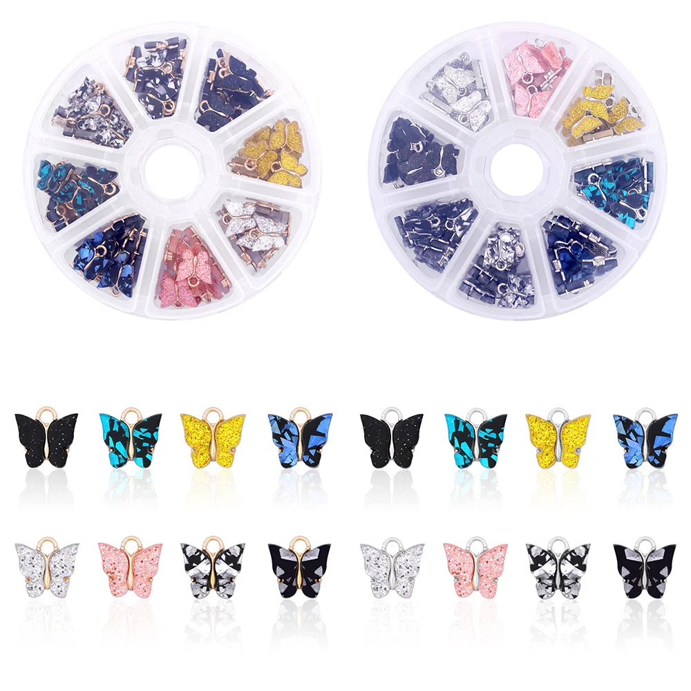 80Pcs Vintage Butterfly Charms for DIY Jewelry Making