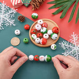 80Pcs Christmas Wooden Snowflake Ball Beads for Jewelry Making DIY Bracelet