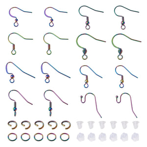 80Pcs Colorful Stainless Steel Earring Hooks with Jump Rings