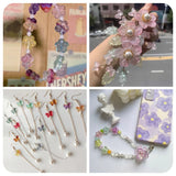 80Pcs Colorful Flower Glass Beads Butterfly Spacer Loose Beads Jewelry Making