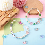80Pcs Colorful Flower Glass Beads Butterfly Spacer Loose Beads Jewelry Making