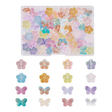 80Pcs Colorful Flower Glass Beads Butterfly Spacer Loose Beads Jewelry Making