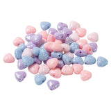 80Pcs Colorful Heart Beads with Glitter Powder for Jewelry Making