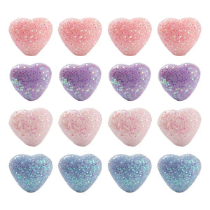 80Pcs Colorful Heart Beads with Glitter Powder for Jewelry Making