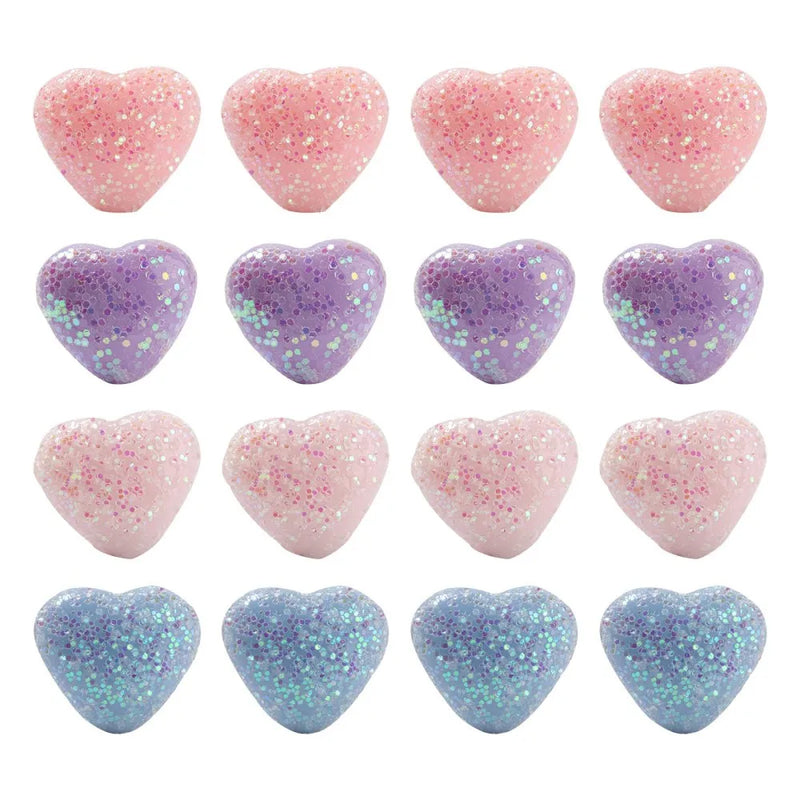80Pcs Colorful Heart Beads with Glitter Powder for Jewelry Making