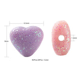 80Pcs Colorful Heart Beads with Glitter Powder for Jewelry Making
