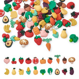 80Pcs Resin Vegetable Fruit Cabochons for DIY Jewelry Making Charms Decor