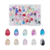 80Pcs Two Tone Teardrop Glass Charms Pendant Beads for Jewelry Making