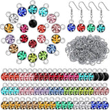 80 Crystal Charms for Jewelry Making Round Charms Silver