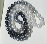 30inch Gray Shell Pearl Necklace, Round Natural South Sea Shell Pearl