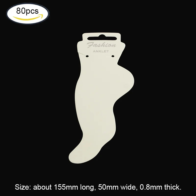 80pc Cardboard Anklet Display Cards for Jewelry, 155x50x0.8mm