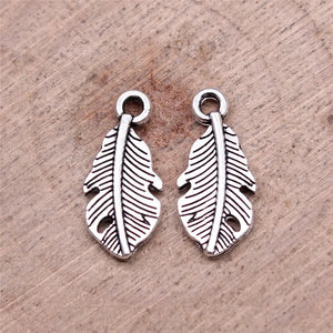 80pcs Feather Charms Jewelry Making DIY Findings Silver Plated Alloy Pendant