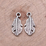 80pcs Feather Charms Jewelry Making DIY Findings Silver Plated Alloy Pendant