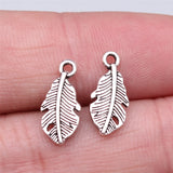 80pcs Feather Charms Jewelry Making DIY Findings Silver Plated Alloy Pendant