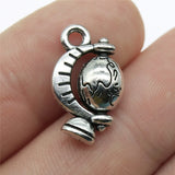 80pcs 17x12mm Globe Charms Antique Silver Pendant Charms