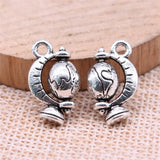 80pcs 17x12mm Globe Charms Antique Silver Pendant Charms