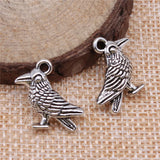 80pcs Antique Silver/Bronze 17x17mm 3D Bird Pendants Sparrow Bird