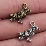 80pcs Antique Silver/Bronze 17x17mm 3D Bird Pendants Sparrow Bird