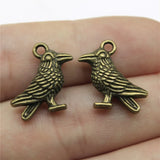 80pcs Antique Silver/Bronze 17x17mm 3D Bird Pendants Sparrow Bird