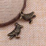 80pcs Antique Silver/Bronze 17x17mm 3D Bird Pendants Sparrow Bird
